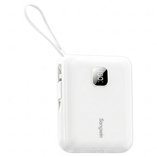 Songwin 尚之宇 22.5W 雙自帶線行動電源 10000mAh Type-C + Lightning, 白色, PB-M16