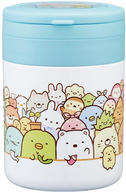 Skater 折疊手柄不鏽鋼保溫罐 角落小夥伴 300ml, 天藍色 + 白色, 1個