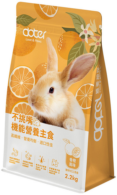 doter寵愛物語 不挑嘴機能營養兔主食飼料 香橙風味, 2.2kg, 1個