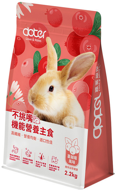 doter寵愛物語 不挑嘴機能營養兔主食飼料 蔓越莓風味, 2.2kg, 1個