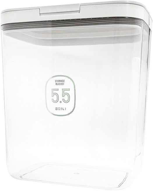 Mega 日式按壓彈蓋大容量密封儲物桶 5.5L, 白色, 1個