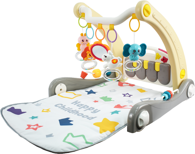 PLAYFUL TOYS 頑玩具 HUANGER 二合一腳踏琴學步車, 灰色, 1套