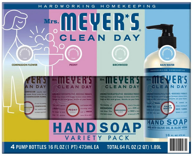 Mrs.MEYER'S 梅耶夫人 洗手乳禮盒 慈心花 + 牡丹 + 樺木 + 雨露, 1件, 1892ml