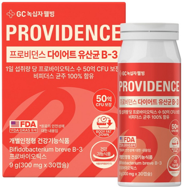 GC Wellbeing Providence 瘦身益生菌 B-3 比菲德氏菌株 9克, 1個, 30錠