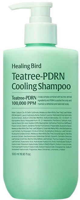 Healing Bird 茶樹PDRN強健髮根清涼洗髮精, 1瓶, 500ml