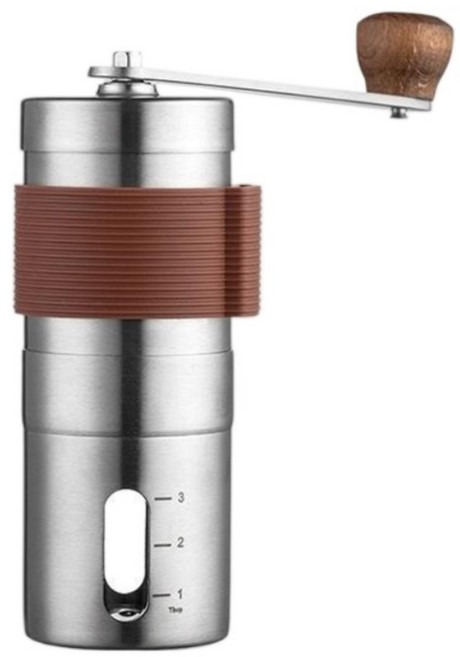 Couselect 手搖咖啡研磨機 粗細可調 木柄 不鏽鋼拚棕色 20ml 家用 1個