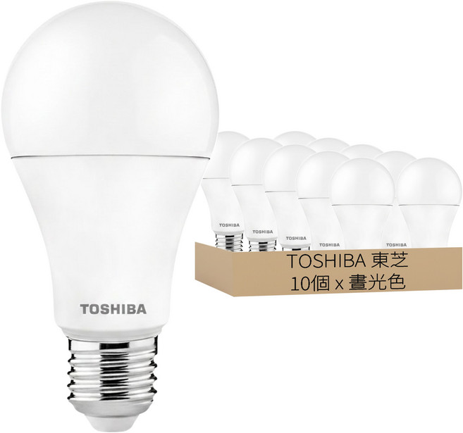 TOSHIBA 東芝 澄系列 LED球泡燈 15.8W 6500K, 晝光色, 10個