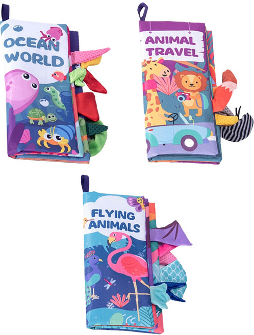 PLAYFUL TOYS 頑玩具 動物早教布書 3本, 混和顏色, 1套