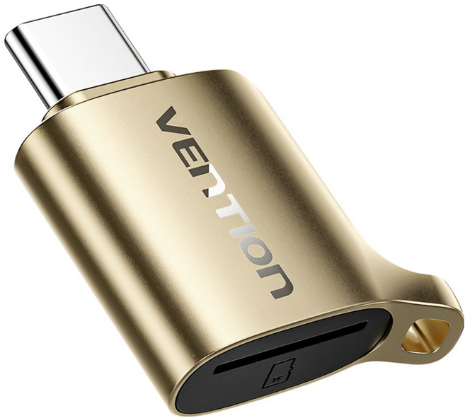 VEnTIOn 威迅 Type-C Micro SD TF 3.0 高速讀卡機, 金色, 1個, CLNJ0