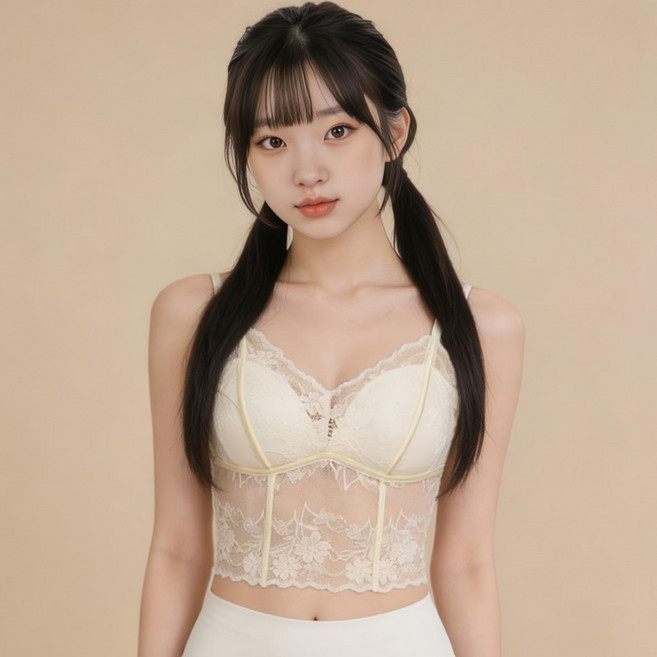 Beauty in Beauty 女性風細肩帶蕾絲吊帶罩杯背心