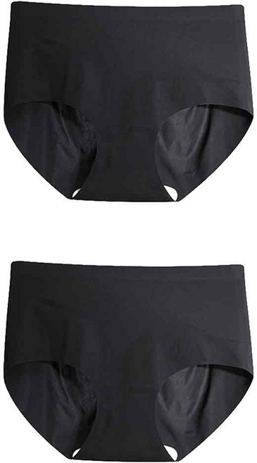DeParee 蒂巴蕾 Waist plus 包覆式無痕冰絲植物系桑蠶絲抗菌內褲2件組 BP5204A, 黑色