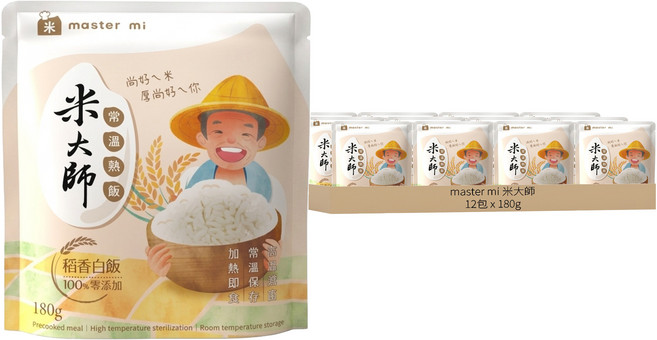master mi 米大師 常溫熟飯 稻香白飯, 180g, 12包