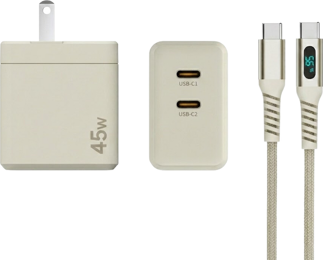 ITFIT 45W旅行充電組, 米白色, 1個