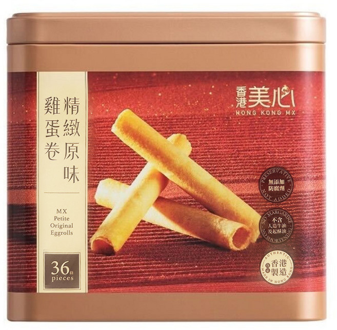 HONG KONG MX 香港美心 精緻原味雞蛋卷 36條, 208g, 1套