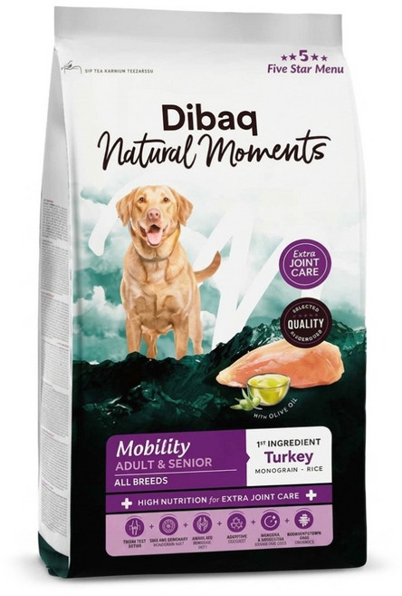 Dibaq Natural moments 5星級系列 成犬/老犬配方犬糧 關節營養配方, 2kg, 1個, 火雞肉