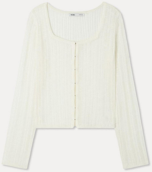 MIXXO 女款鉤織方領透視開襟衫