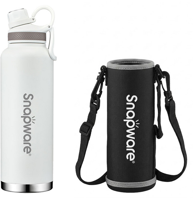 Corelle Brands 康寧餐具 SNAPWARE 316不鏽鋼保溫保冰運動瓶 附兩用杯帶, 白色, 1個, 1520ml