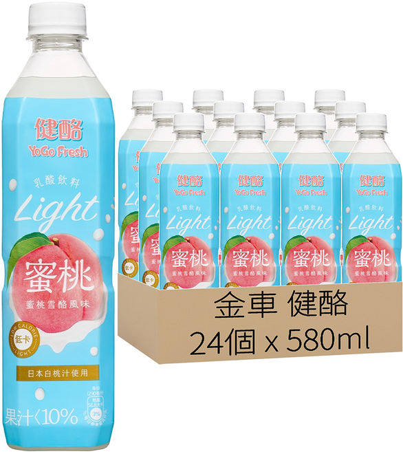 金車 健酪 Yogo Fresh 乳酸飲料 蜜桃雪酪風味, 24個, 580ml
