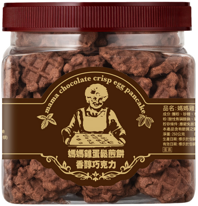恩澤食品 媽媽雞蛋鬆煎餅 香醇巧克力, 260g, 1罐