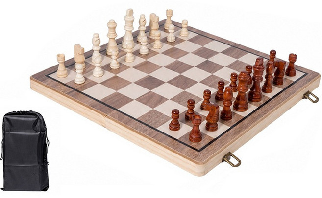 ARTJOY 磁吸木製便攜式折疊西洋棋組 39 x 39 cm, 混合顏色, 1套