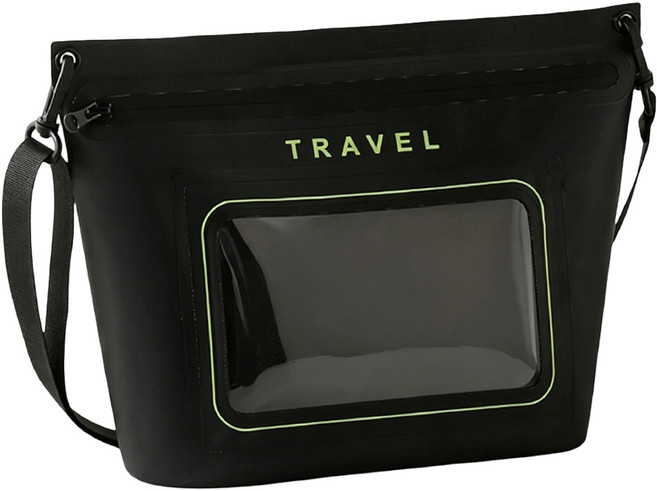 TRAVEL 游泳手機防水袋/可觸屏漂流收納單肩包, 黑色