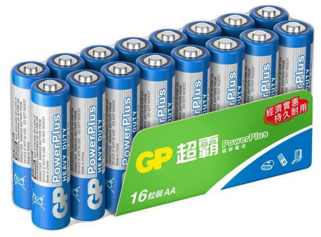 GP Batteries 超霸 碳鋅AA號電池 3號, 1套, 16個裝