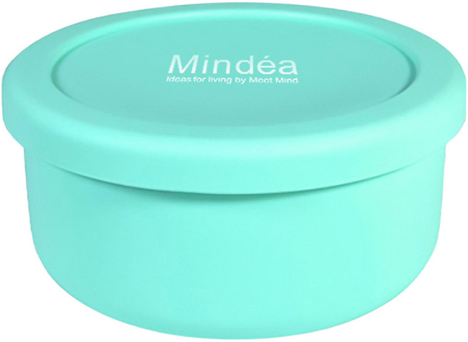 Mindea 矽膠圓形便當盒, 薄荷綠, 1個