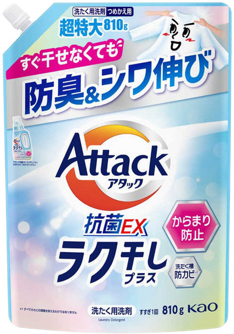 Attack 一匙靈 強效洗衣精補充包 速乾除臭除皺, 810g, 1個