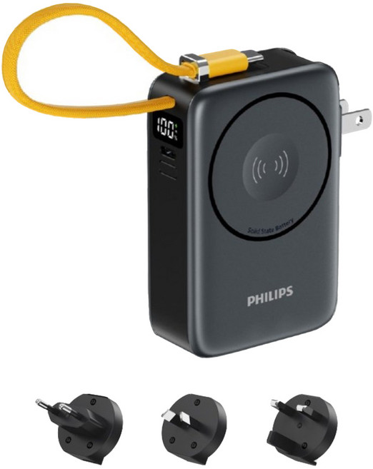 PHILIPS 飛利浦 多合一半固態行動電源 35W 10000mAh Type-C, 霧黑色, DLP4355C