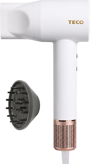 TECO 東元 2億負離子高速吹風機 附風嘴 + 捲髮罩, 白色, XYFXZ101