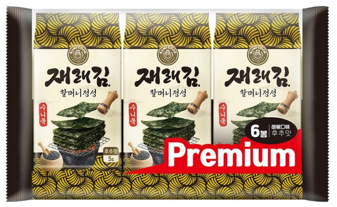 SUNI COOK 順伊奶奶 海苔 胡椒口味 6個裝, 30g, 1套