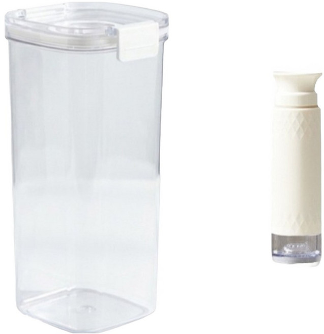 PET-TEAM 寵物真空密封飼料桶 1.8L + 手動抽氣泵組, 混色, 1組