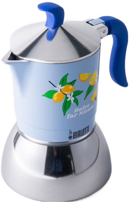BIALeTTI 拜雷提 Fiama Meta 電磁爐輕量4杯份摩卡壺, 藍檸檬, 1個