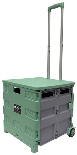 TRENY 折疊購物車 附蓋子, 灰綠色, 1個