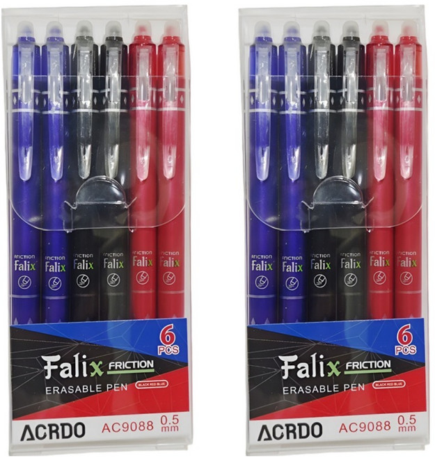KHOKURI 可擦拭原子筆 0.5mm 3款 x 4入組 6W0272, 1套, 混合色