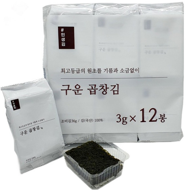 CHUNGSANEA FOOD 青山 人生海苔 皺褶便當海苔, 3g, 12個