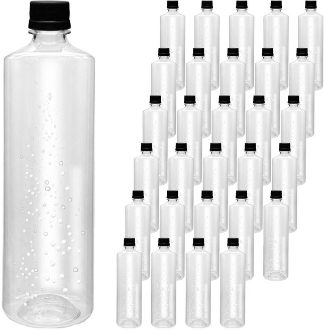 mir 耐壓蓋透明PET飲料空瓶 直筒 黑色, 44個, 1L