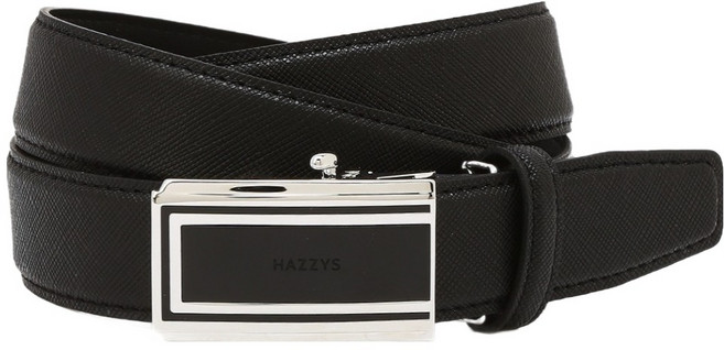 HAZZYS 陰刻Logo牛皮自動扣皮帶 HJBE6FC03-01