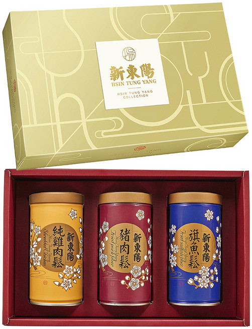 新東陽 三牲禮盒 豬肉鬆 + 旗魚鬆 + 純雞肉鬆, 785g, 1個