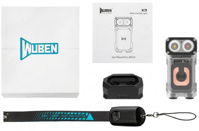 Wuben EDC 貓頭鷹轉角手電筒 X3 套裝版 700流明 紅光 磁吸, 鋁合金白色, 1個