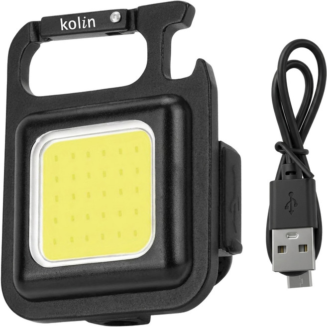 Kolin 歌林 超亮迷你鑰匙cob燈 附USB充電線, 黑色, 1個