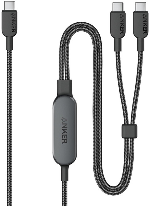 ANKER 2-in-1 Type-C to Type-C 140W充電線 A8895, 1.2m, 黑色, 1個