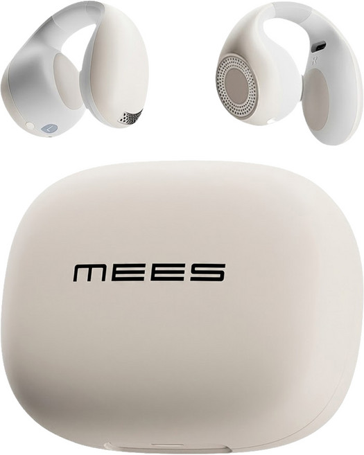 MEES 邁斯 雲朵氣墊耳夾式藍芽耳機, 塵霧白/米白色, Ear Clip Pro