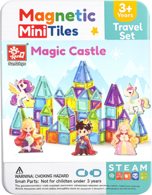 SunQ toys Magnetic Mini Tiles 迷你磁力片冰雪城堡45片, 混和顏色, 1套