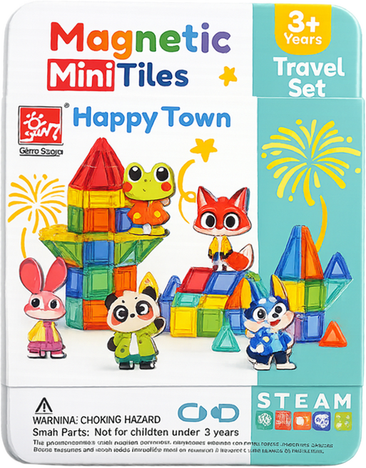 SunQ toys Magnetic Mini Tiles 迷你磁力片城市 45片, 混和顏色, 1個