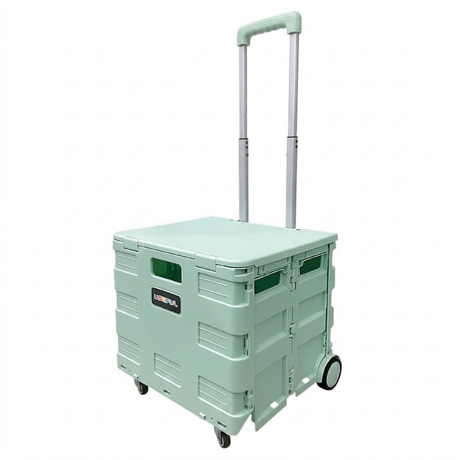 USEFUL 翻轉式上蓋折疊購物車 UL-CSC12 45L, 馬卡龍綠, 1個