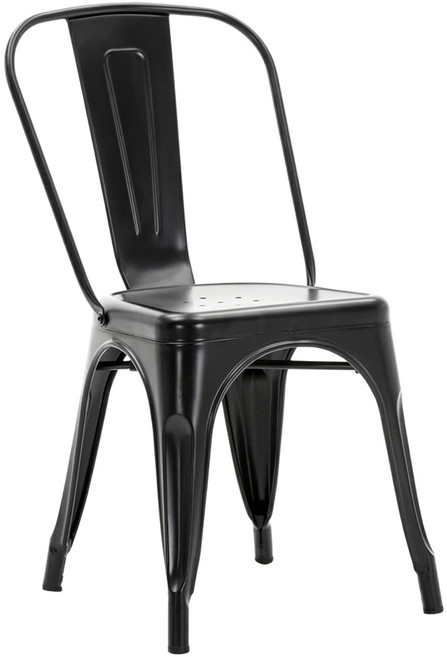 E-home Sidney 希德尼工業風金屬高背餐椅 黑色 1件 NKC001C-blk