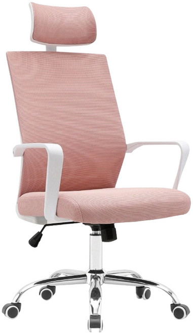 E-home Heath希斯高背扶手半網可調式白框電腦椅 LX776A, 粉紅色