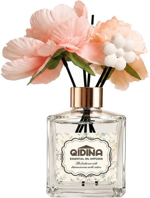 QIDINA 奇蒂娜 花香盛開珪藻土室內香氛擴香瓶, 1件, 200ml, 純棉麝香