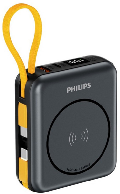 PHILIPS 飛利浦 磁吸自帶線固態行動電源10000mAh, 霧黑色, DLP9221SB